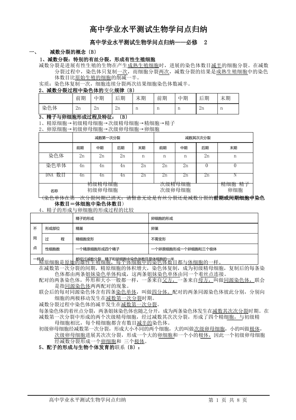 高中生物必修2知识点归纳_第1页