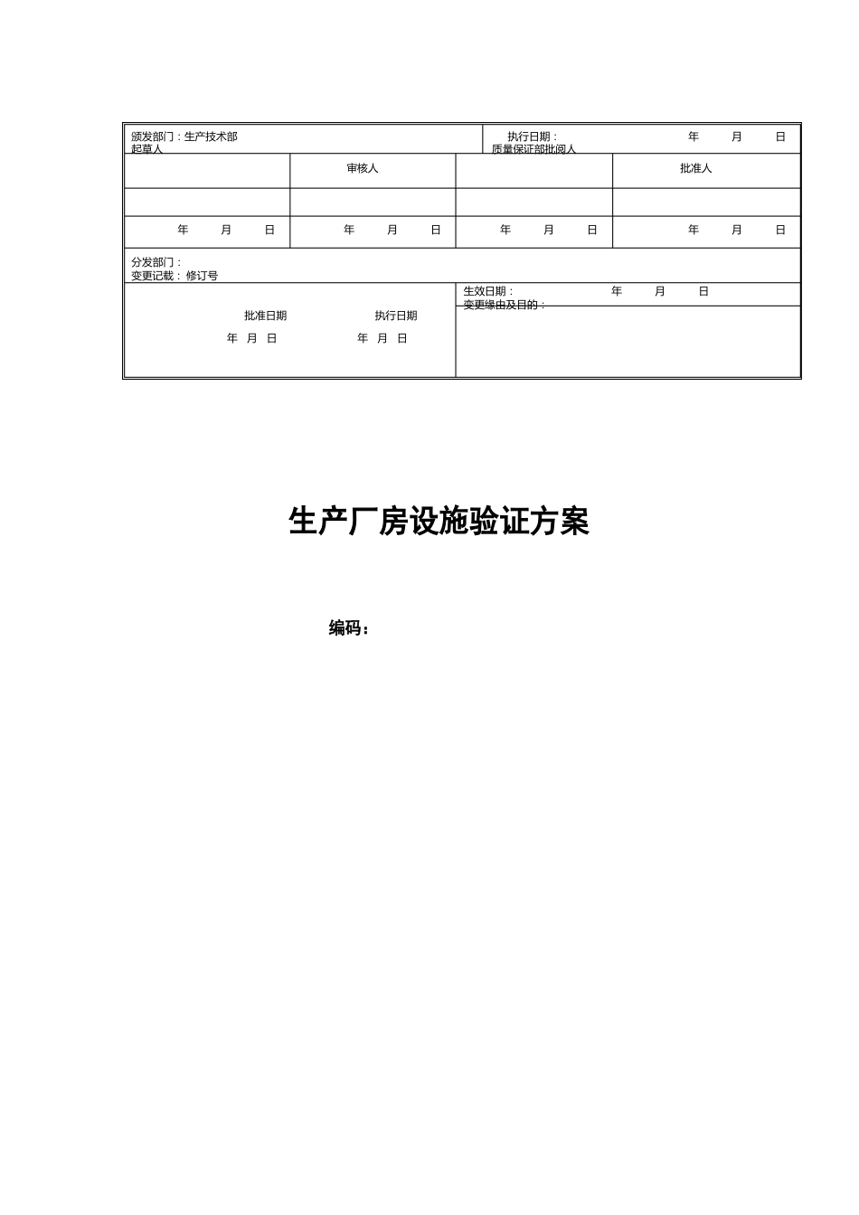 新建GMP生产厂房设施验证方案_第1页