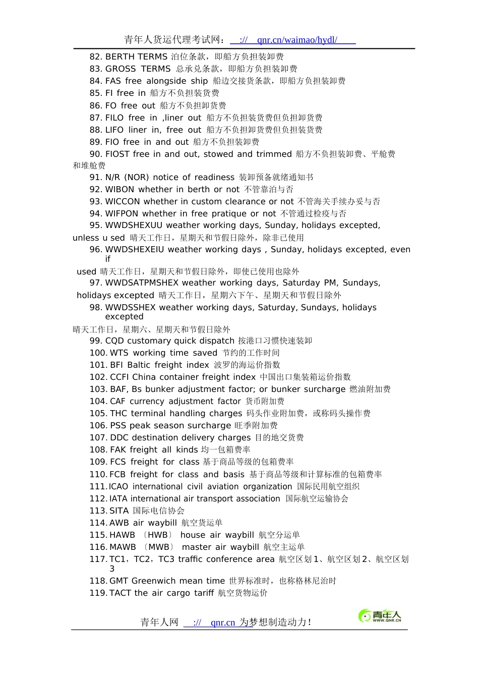 2023年国际货运代理考试货代常用英语_第3页