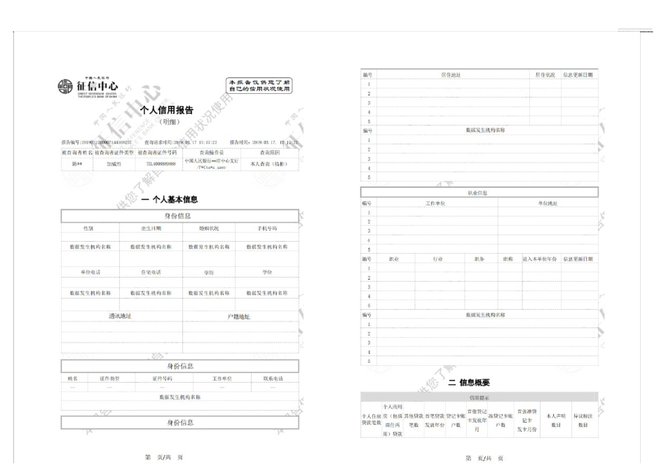 个人征信报告模板征信报告模板(2022年)_第1页