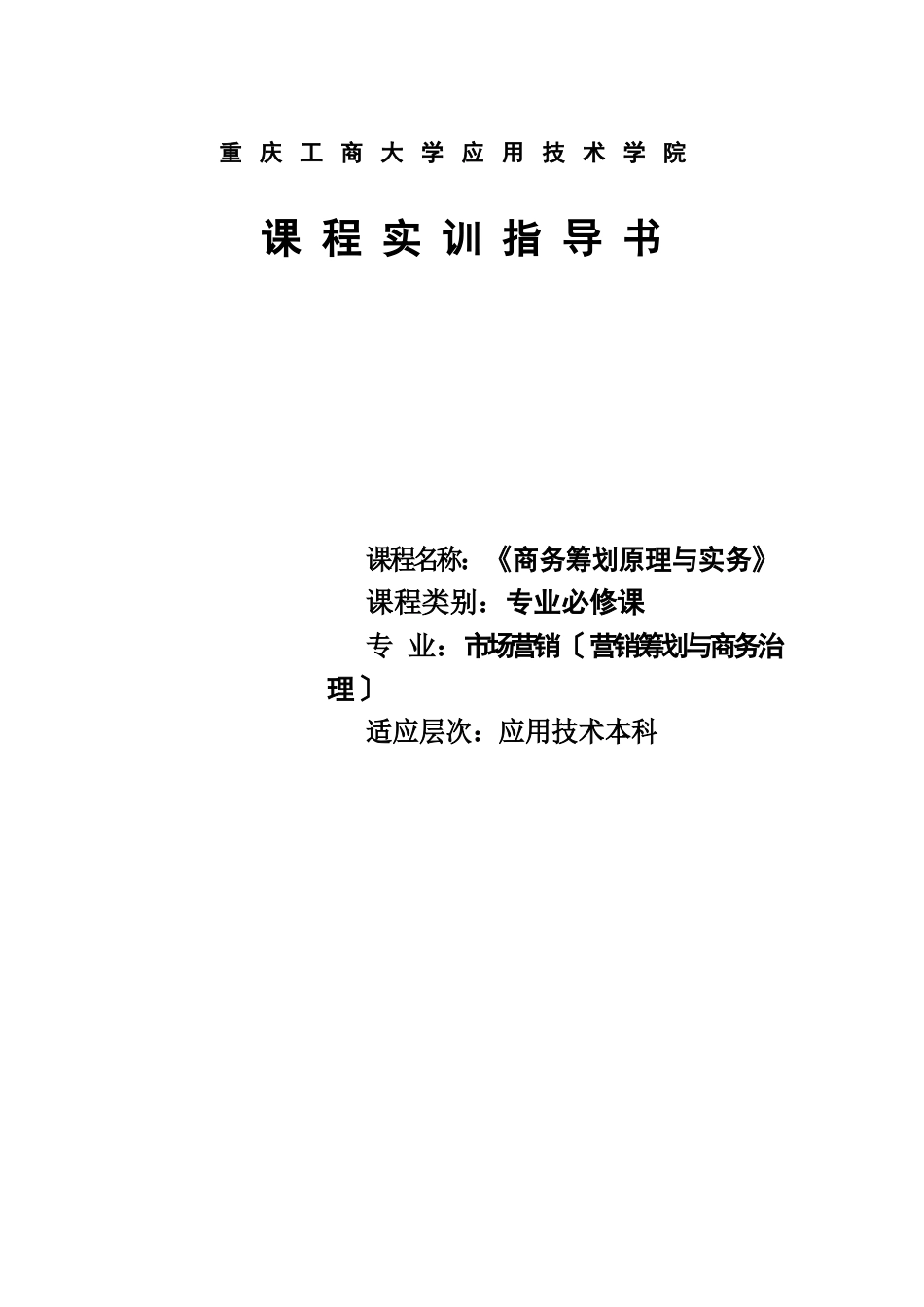 商务策划实训指导书_第2页
