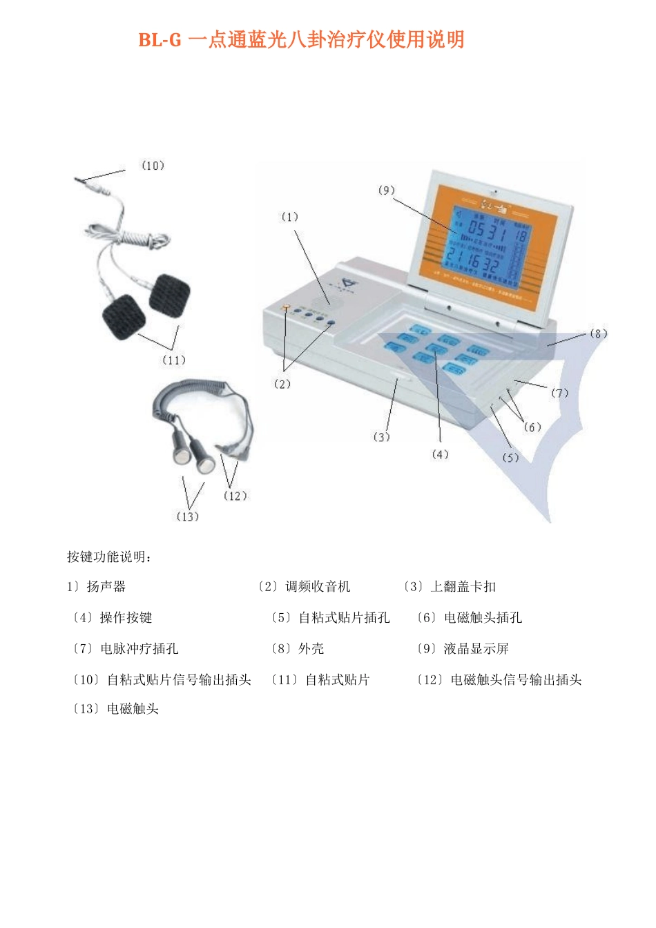 蓝光八卦治疗仪BLG数字一点通蓝光八卦治疗仪使用说明_第1页