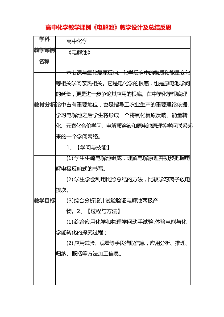 高中化学教学课例《电解池》课程思政核心素养教学设计及总结反思_第1页