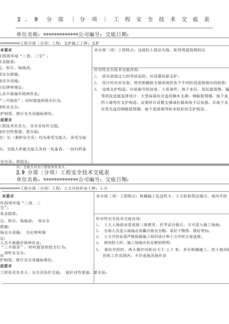 分部分项工程安全技术交底表_第1页