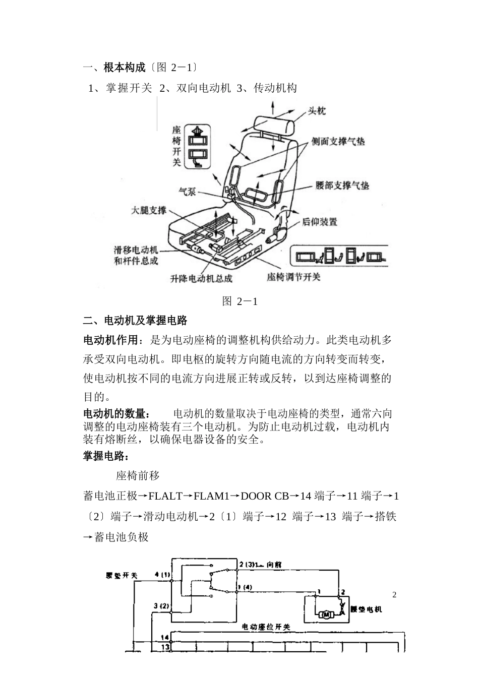 汽车自动座椅的结构与工作原理控制电路教学_第2页