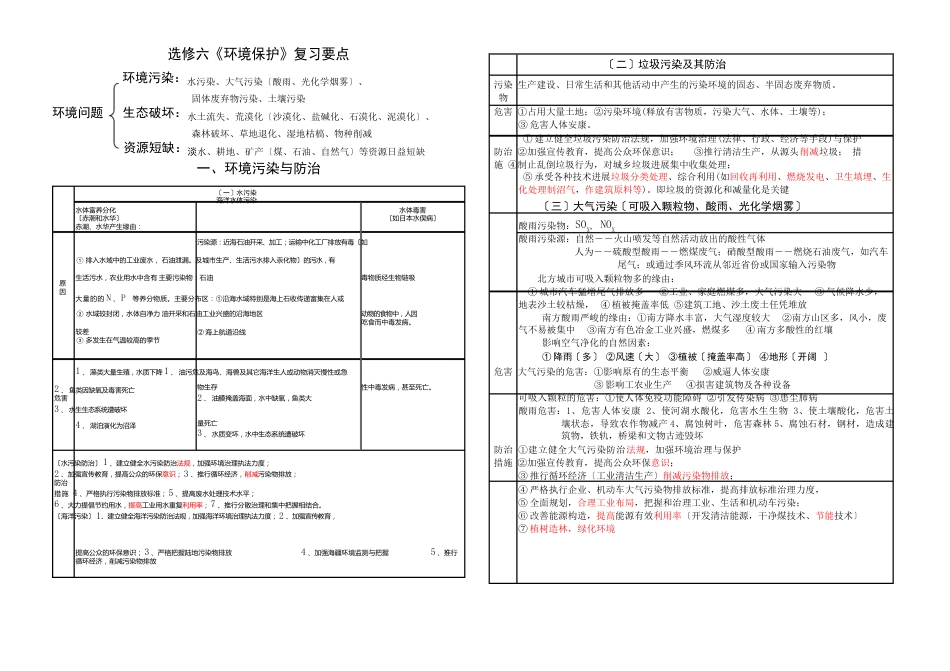 地理选修六《环境保护》教案_第1页