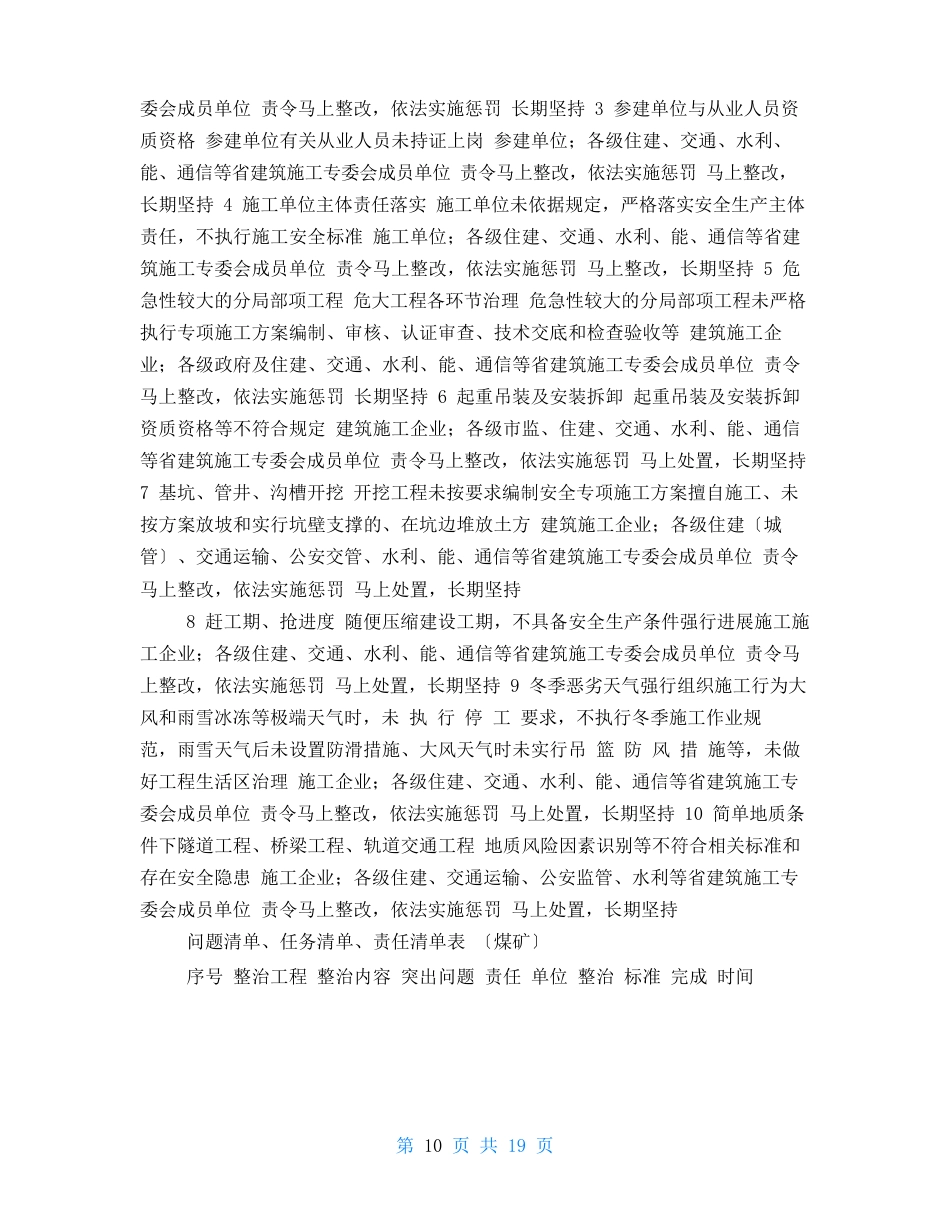 整理安全生产集中整治工作方案问题清单、任务清单、责任清单表_第3页