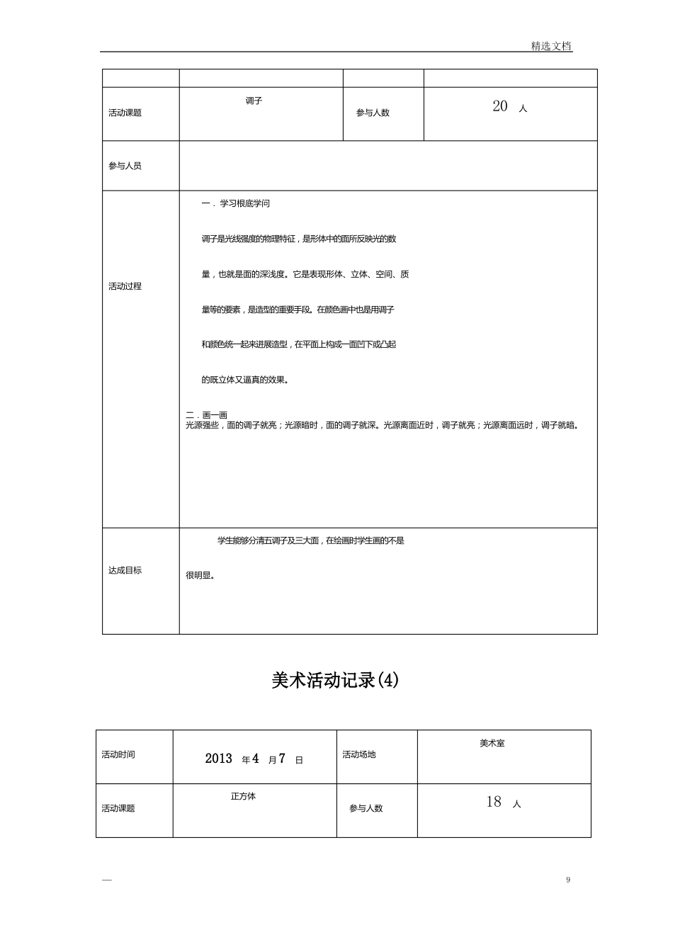 初中美术活动记录_第3页