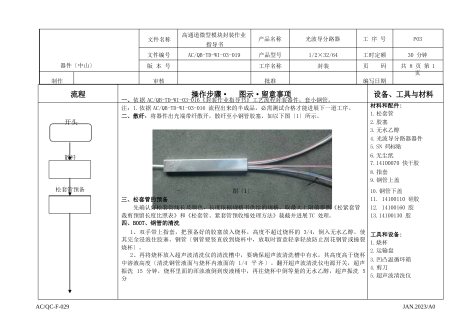 高通道微型模块封装作业指导书_第1页