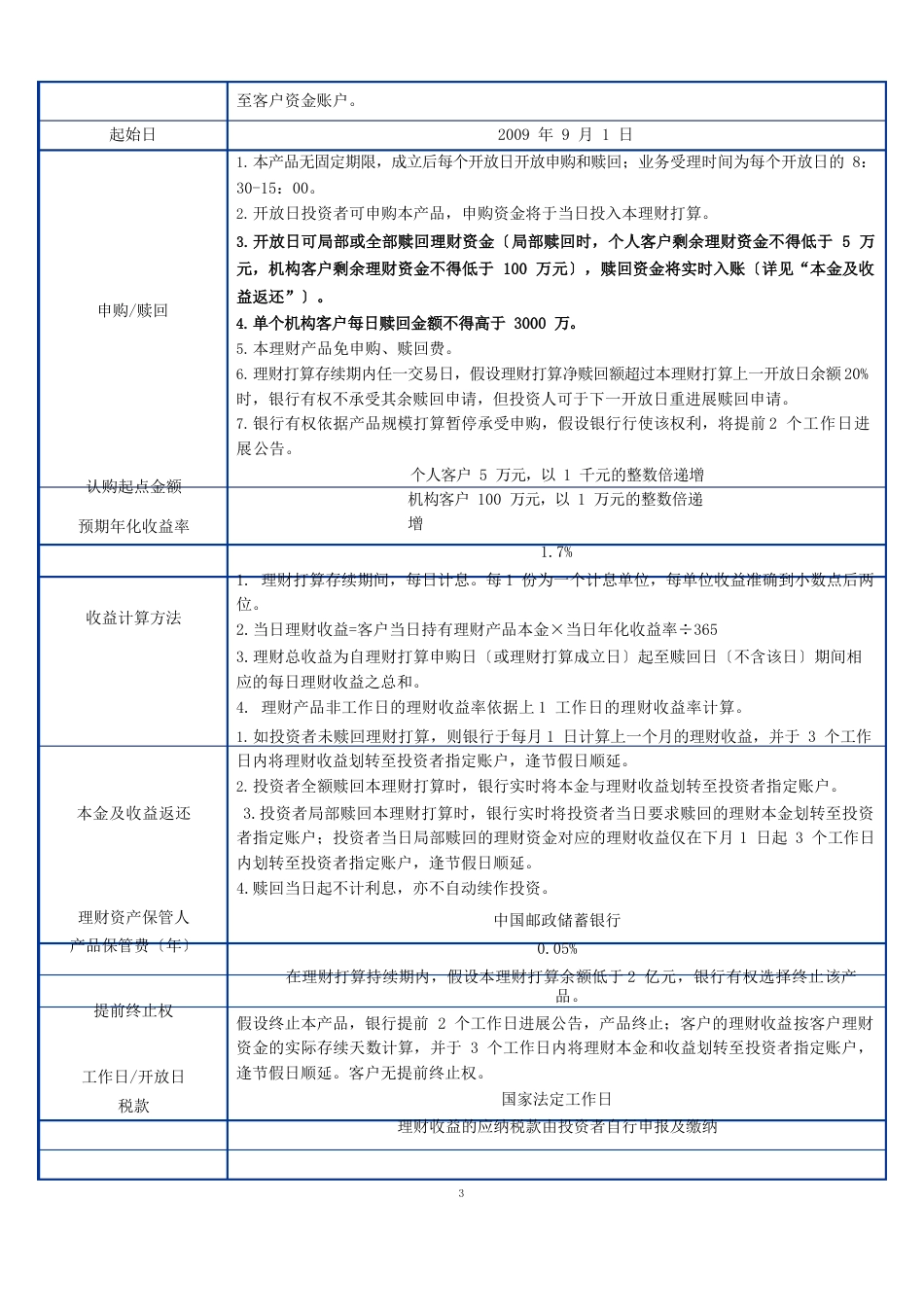 中国邮政储蓄银行财富系列之“日日升”人民币理财产品说明书(最终版)_第2页