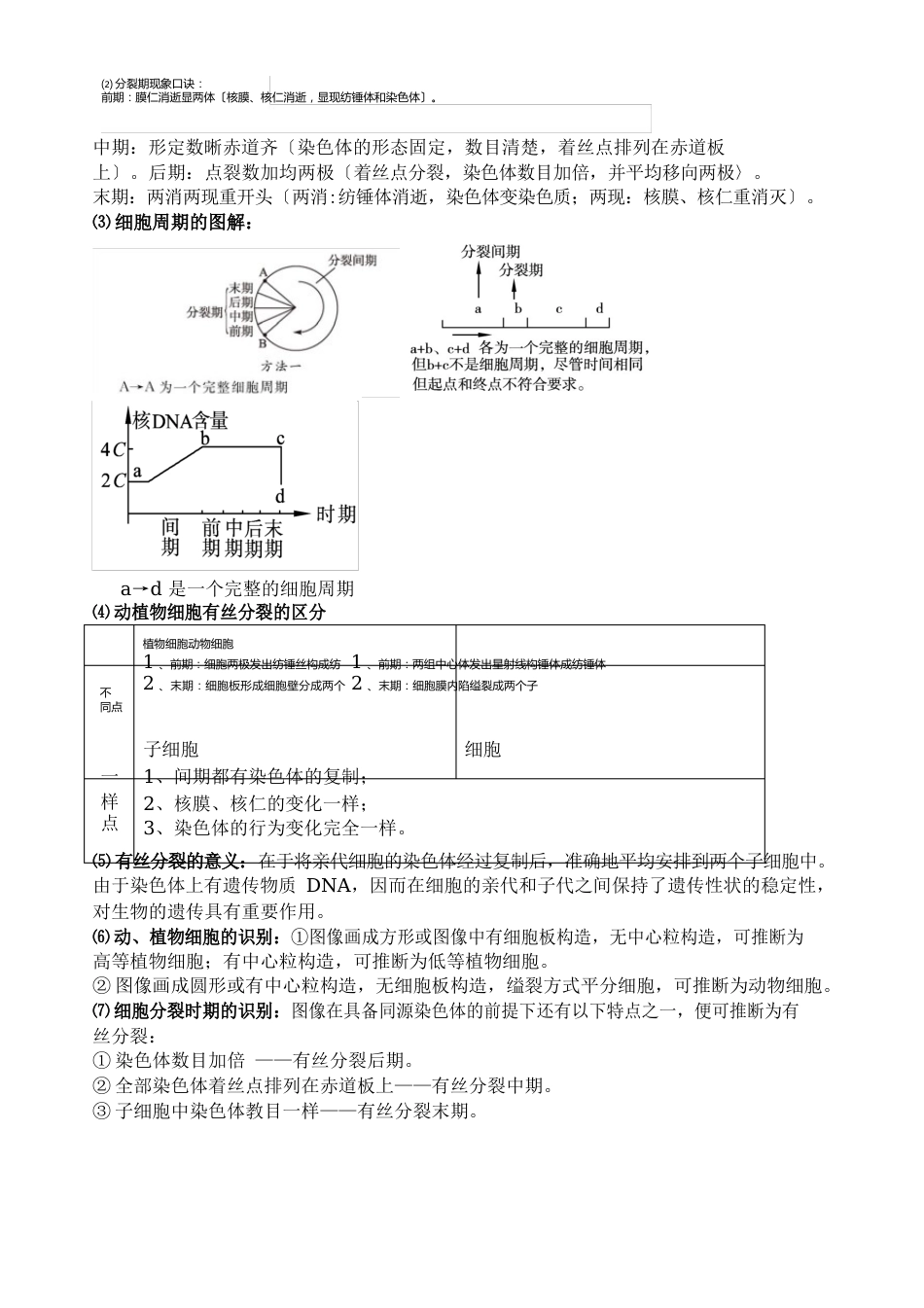 生物必修一第一节细胞的增殖知识总结_第3页