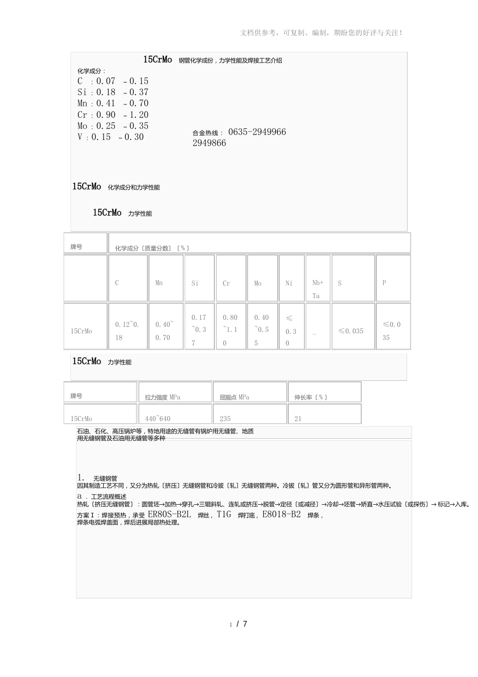 钢管化学成份力学性能及焊接工艺介绍_第1页