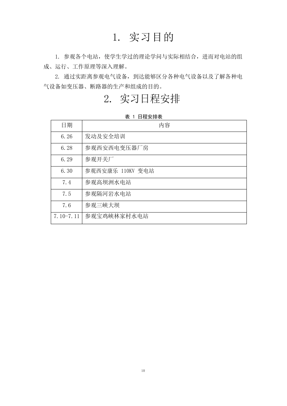 本科电气参观实习报告(含水电厂、变电站、开关厂等)_第1页