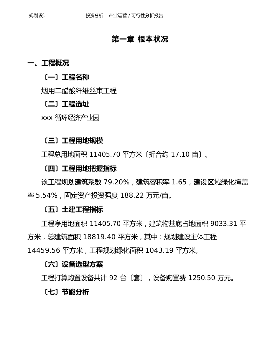 烟用二醋酸纤维丝束项目可行性分析报告_第1页