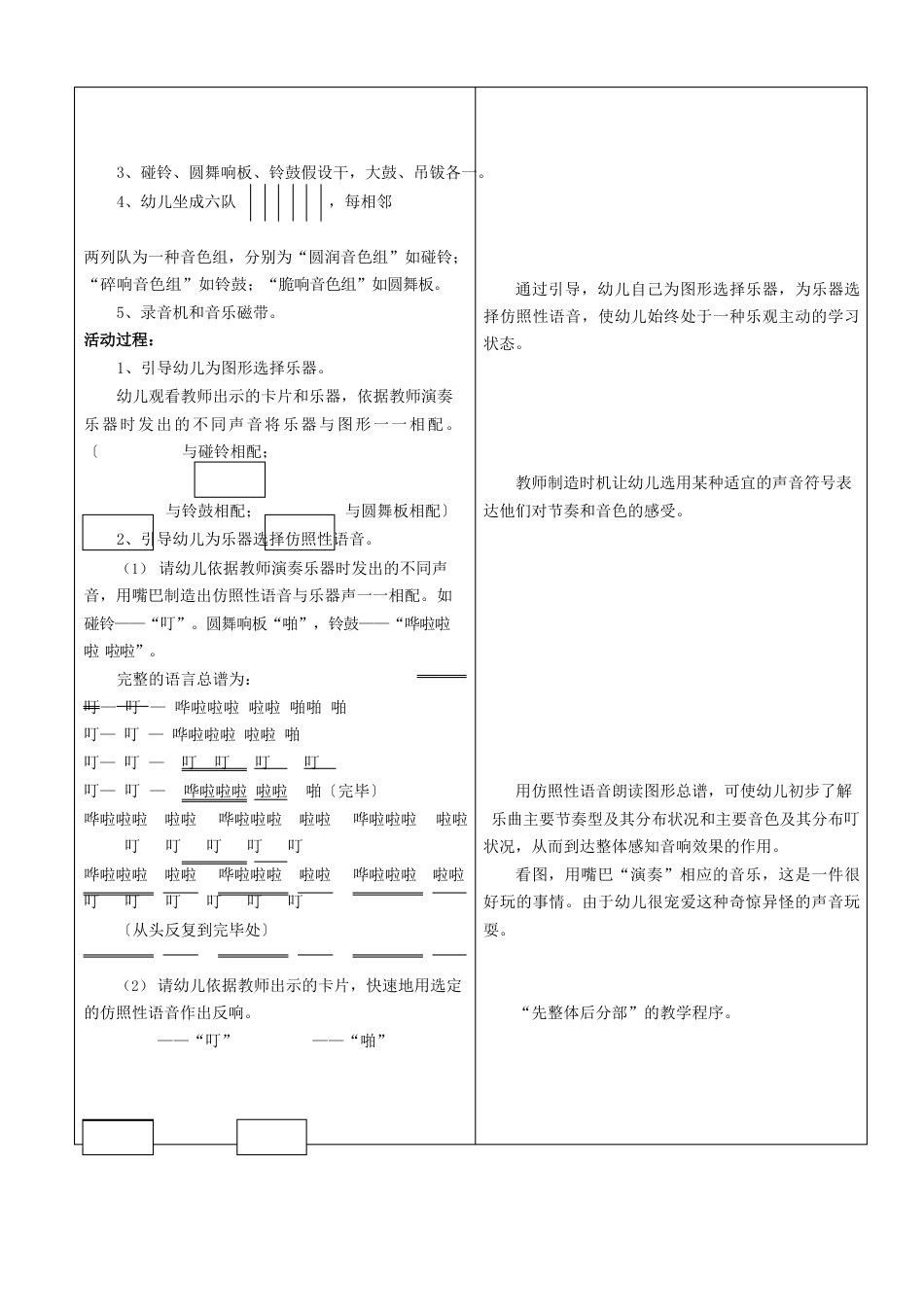 幼儿园大班打击乐《土耳其进行曲》表格式教学设计_第2页