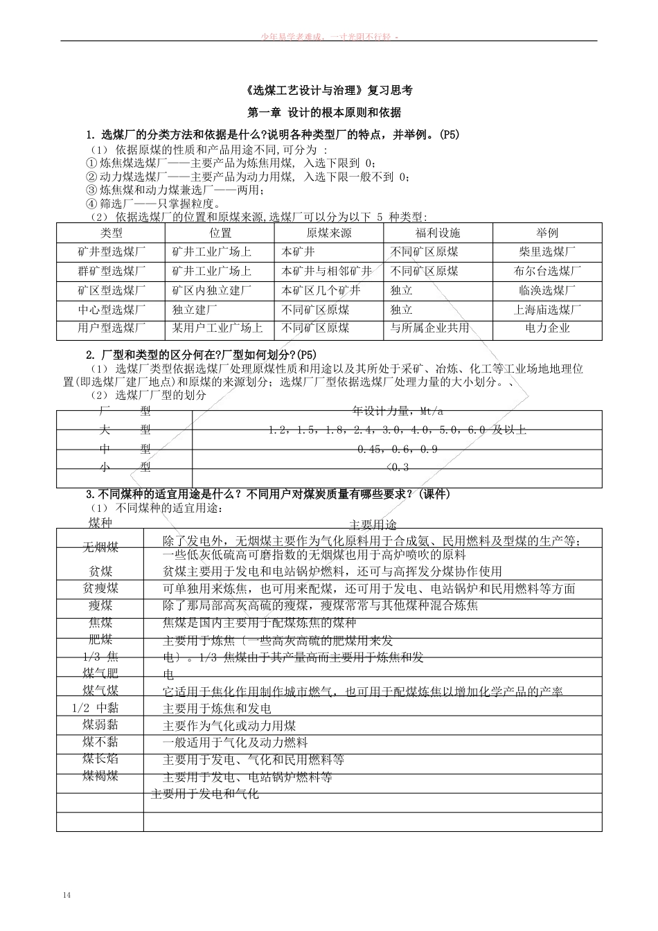 选煤厂设计复习思考题_第1页