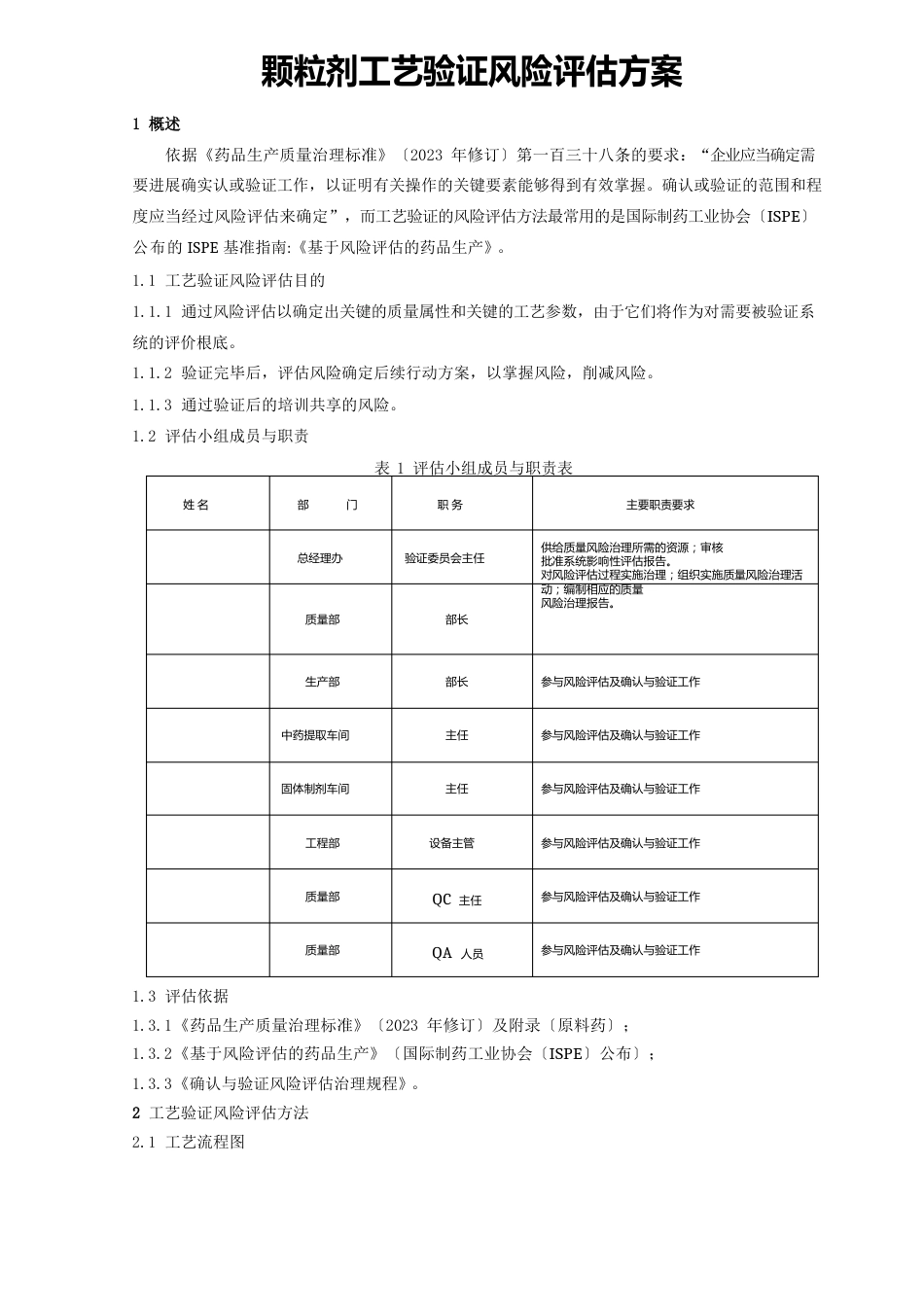 颗粒剂工艺验证风险评估报告_第2页