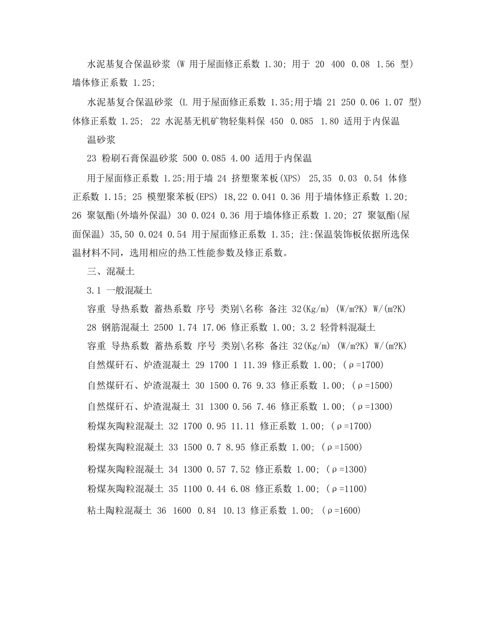 常用建筑材料的导热系数、蓄热系数及容重_第2页