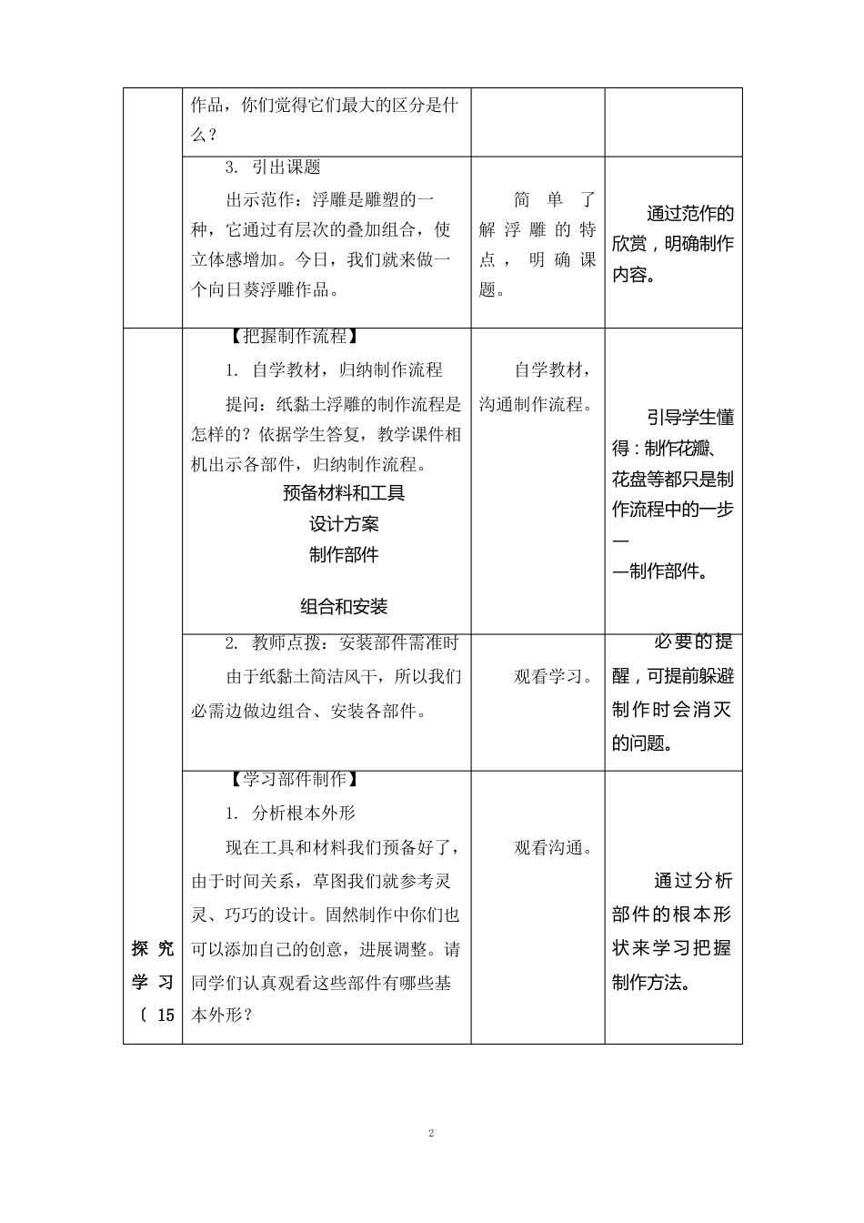 小学劳动与技术三年级下册教学设计 08 纸黏土浮雕_第2页