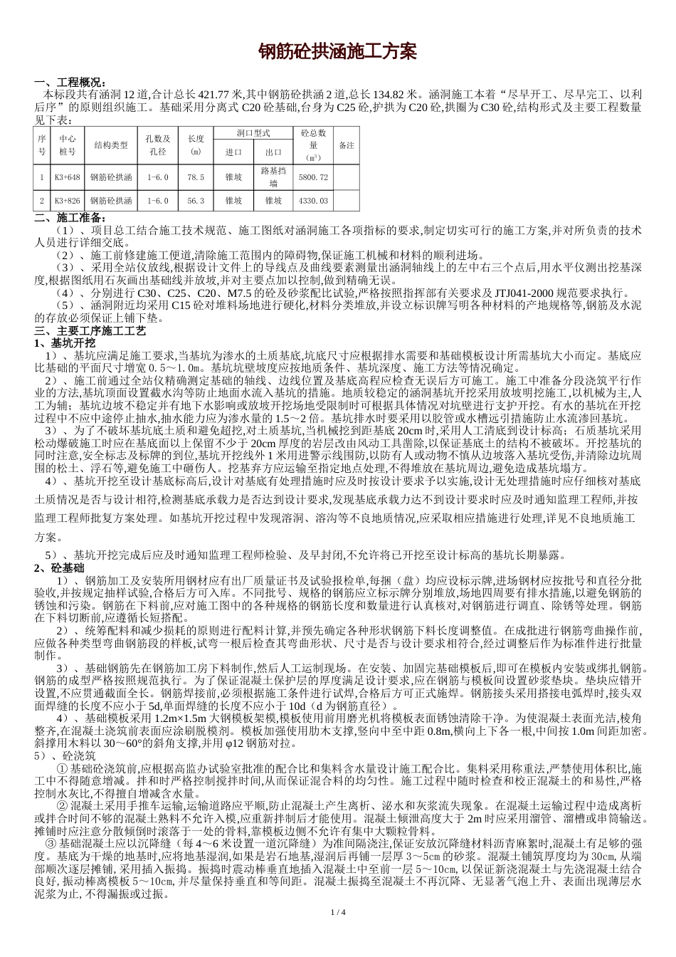 钢筋砼拱涵施工方案[共7页]_第1页