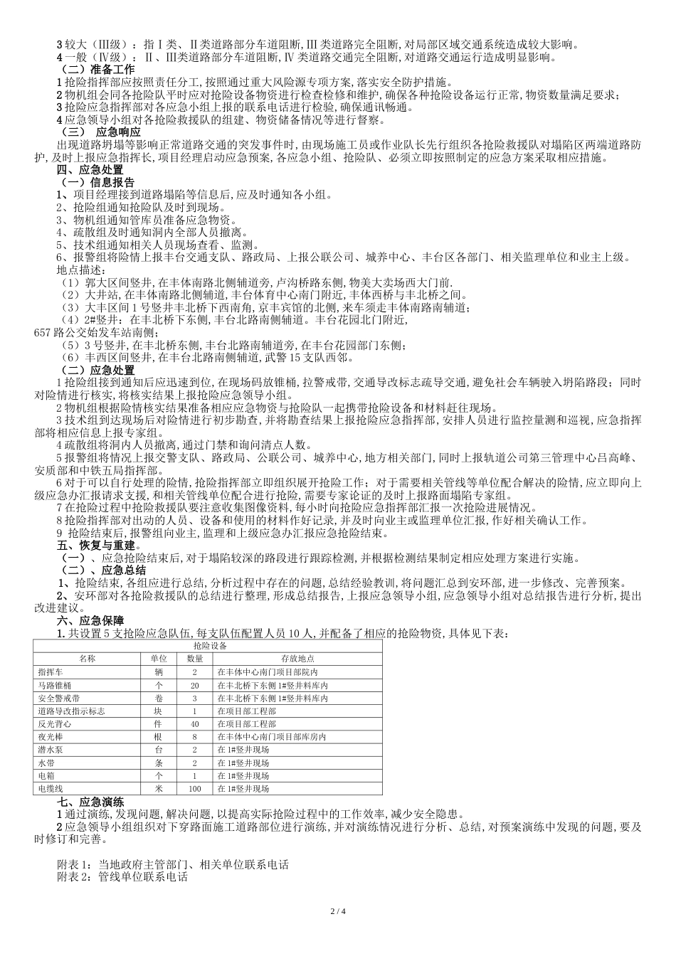 路面塌陷突发事故应急预案[共6页]_第2页