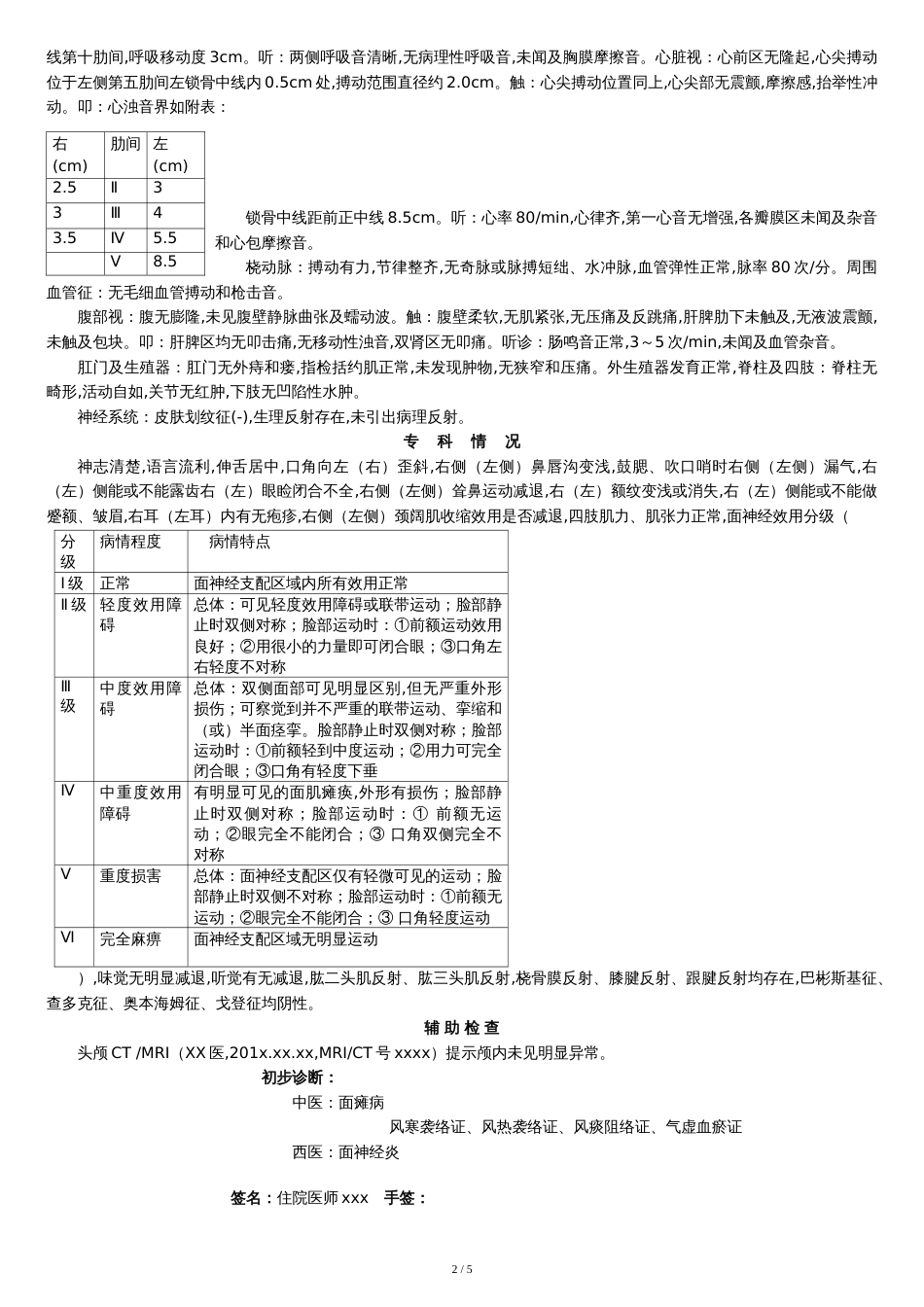 面瘫病病历模板[共8页]_第2页