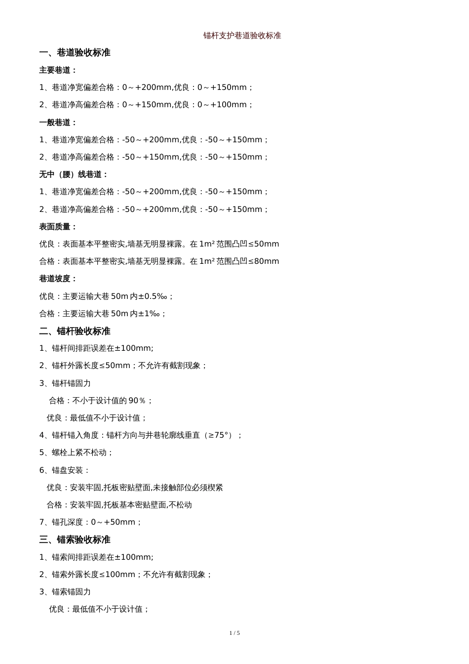 锚杆巷道验收标准_第1页