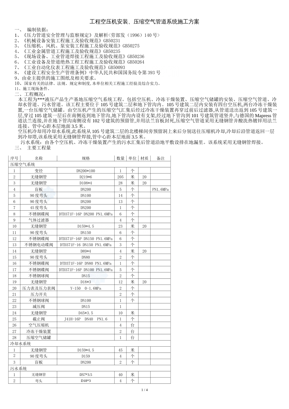 空压机及管道安装施工方案[共5页]_第1页