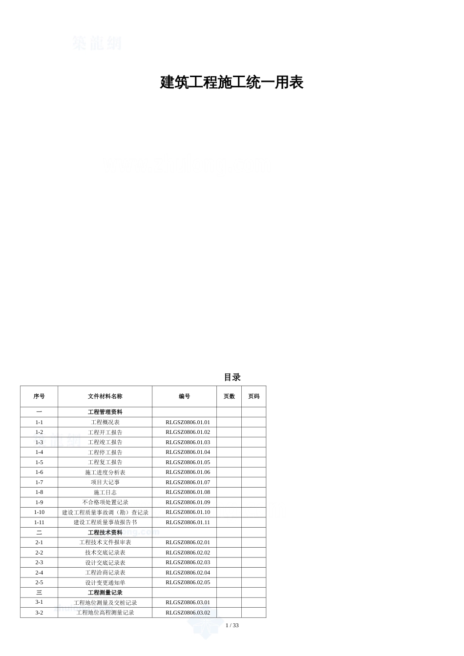 建筑工程施工统一用表(好用)[共42页]_第1页