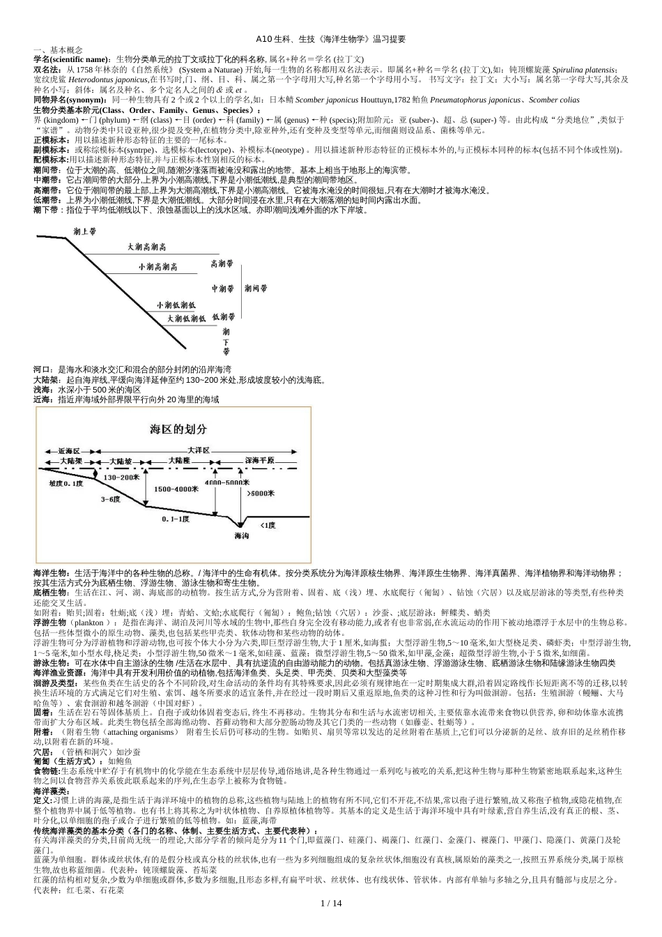 海洋生物学复习内容[共15页]_第1页