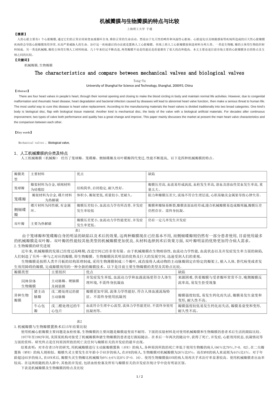 机械瓣膜与生物瓣膜的特点与比较[共3页]_第1页