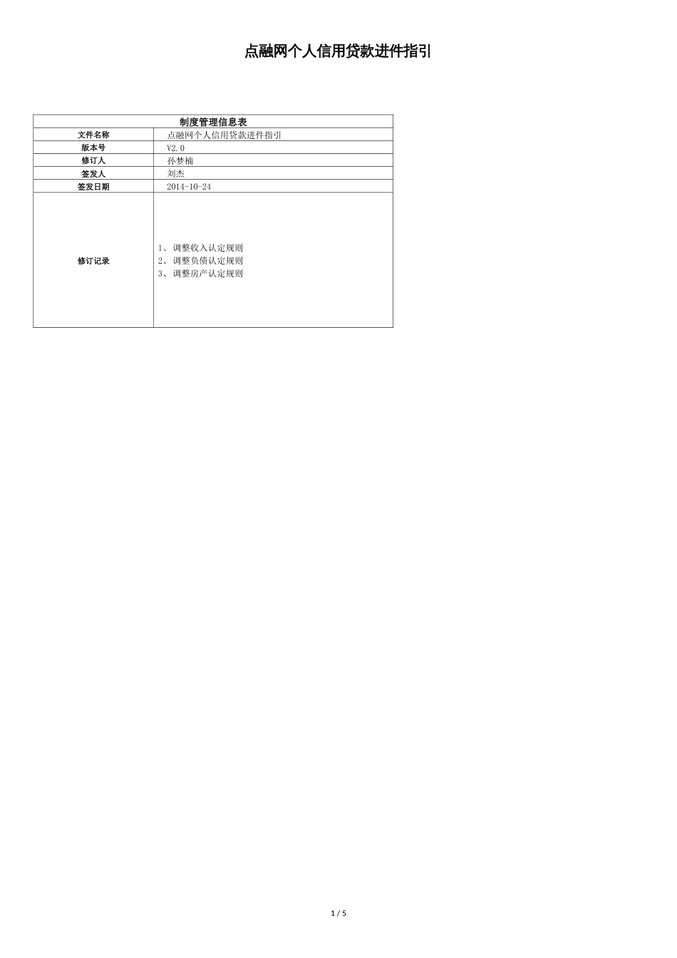 点融网个人信用贷款进件指引(小贷)-V2.0_第1页