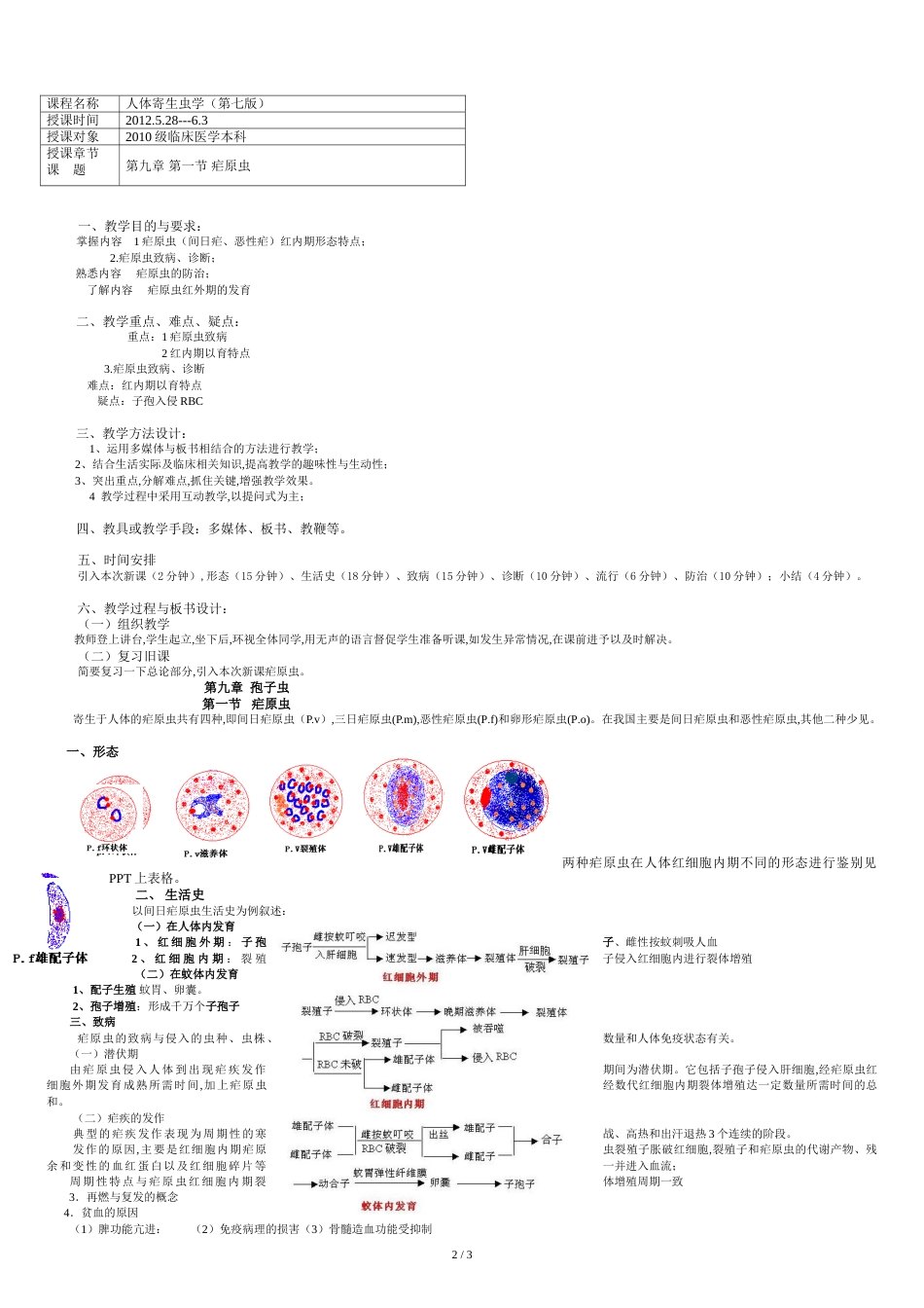 疟原虫教案(第十二次课)_第2页