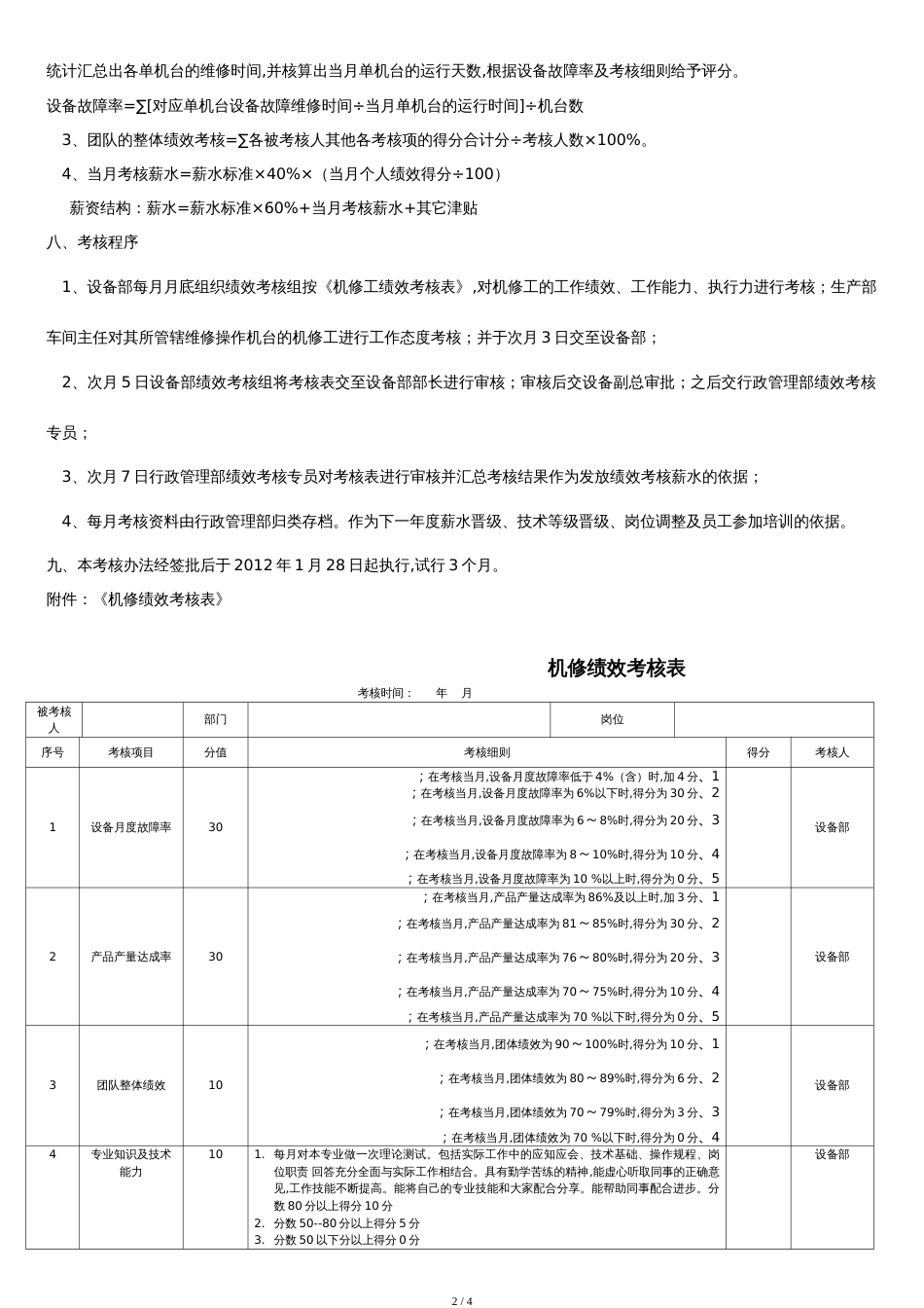 机械维修工考核管理办法[共4页]_第2页