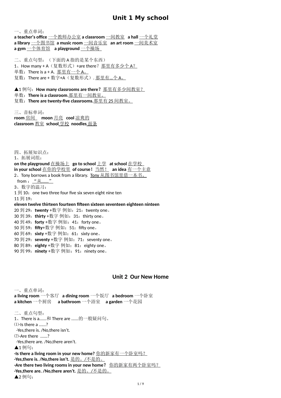 开心英语四年级下册知识点汇总(精华)[共9页]_第1页