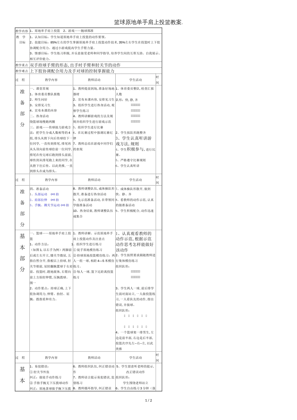 篮球原地单手肩上投篮教案._第1页