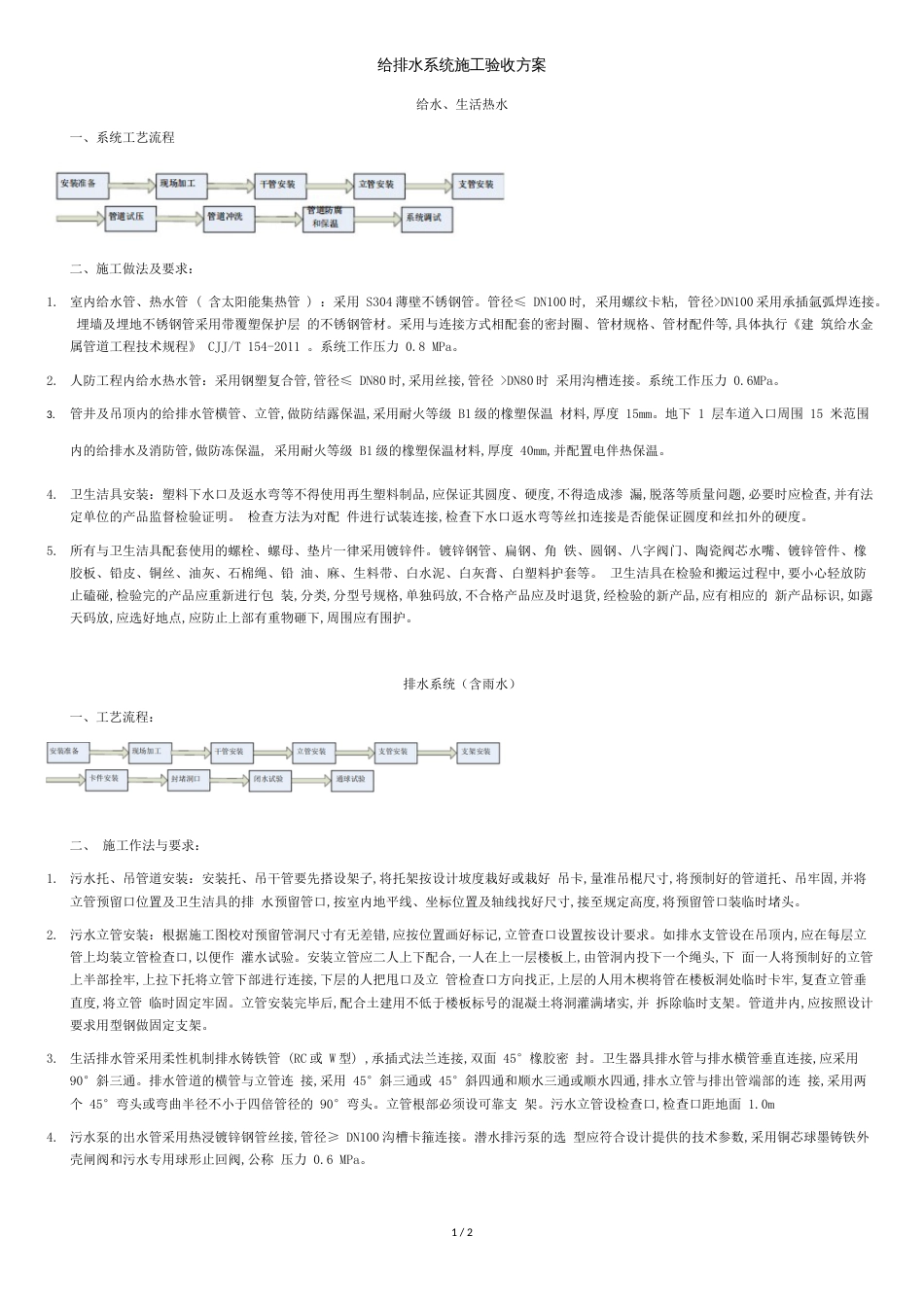 给排水系统施工方案[共2页]_第1页