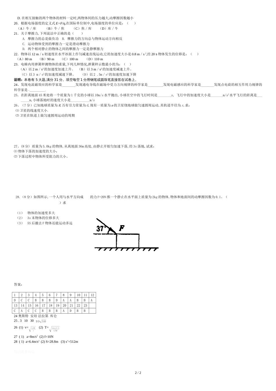 江苏省2011届高二物理学业水平测试模拟试卷(三)_第2页