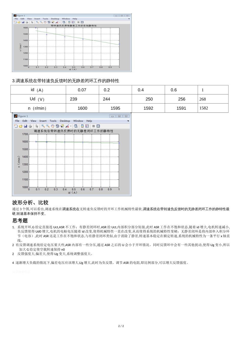 不可逆单闭环直流调速系统静特性的研究实验报告_第2页