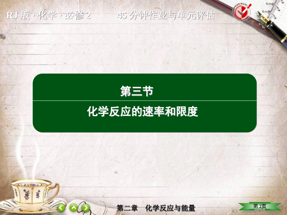 人教版高中化学必修二2.3.2《化学反应的限度》ppt课件(优秀版)_第2页