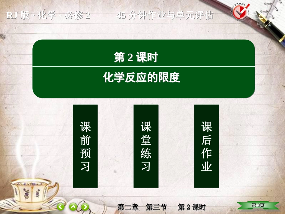 人教版高中化学必修二2.3.2《化学反应的限度》ppt课件(优秀版)_第3页