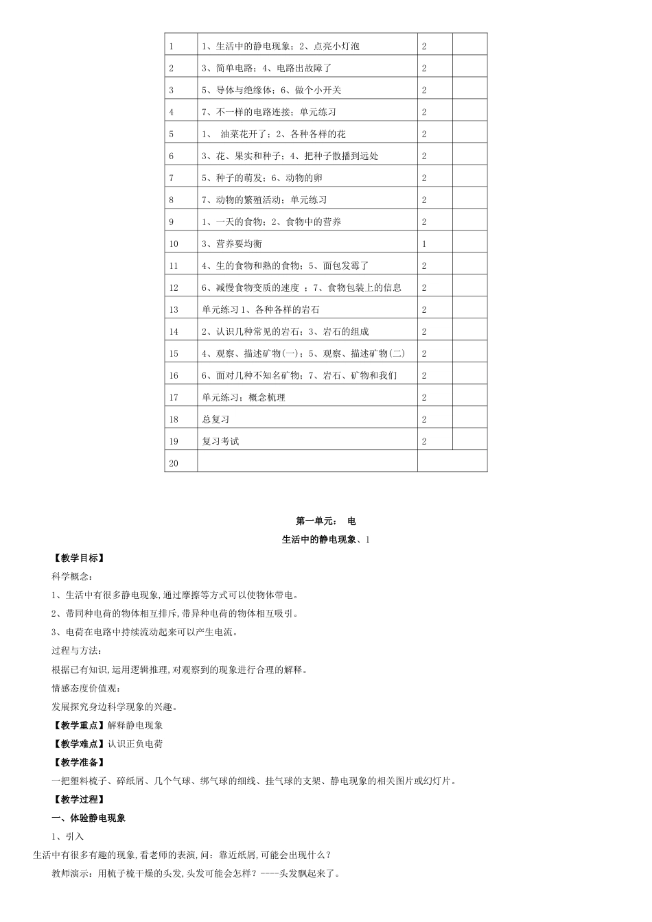 人教版四年级下册科学的教案[共13页]_第2页