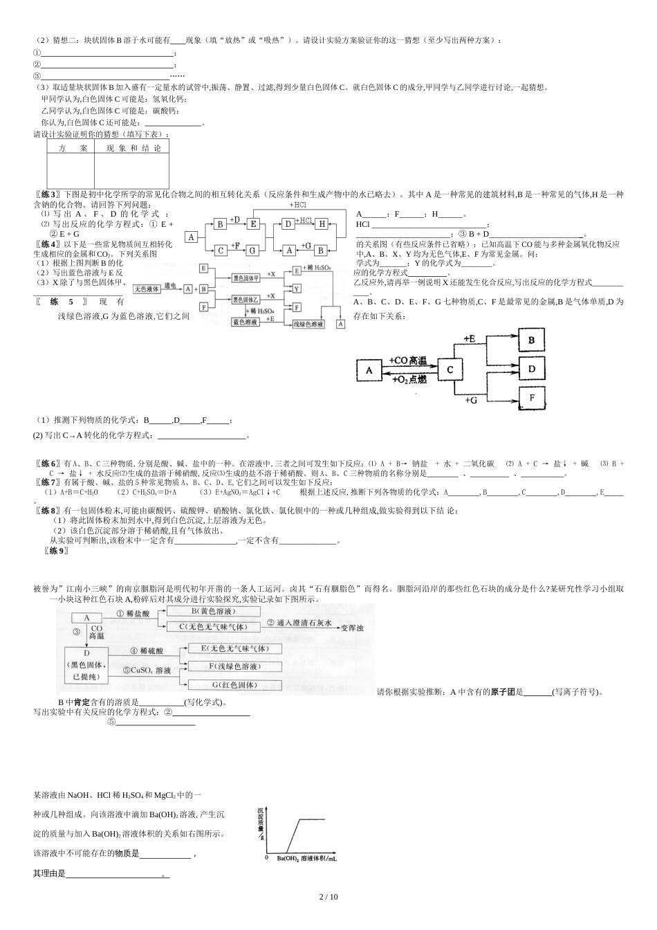 初三化学推断题专题复习以及必背知识[共10页]_第2页