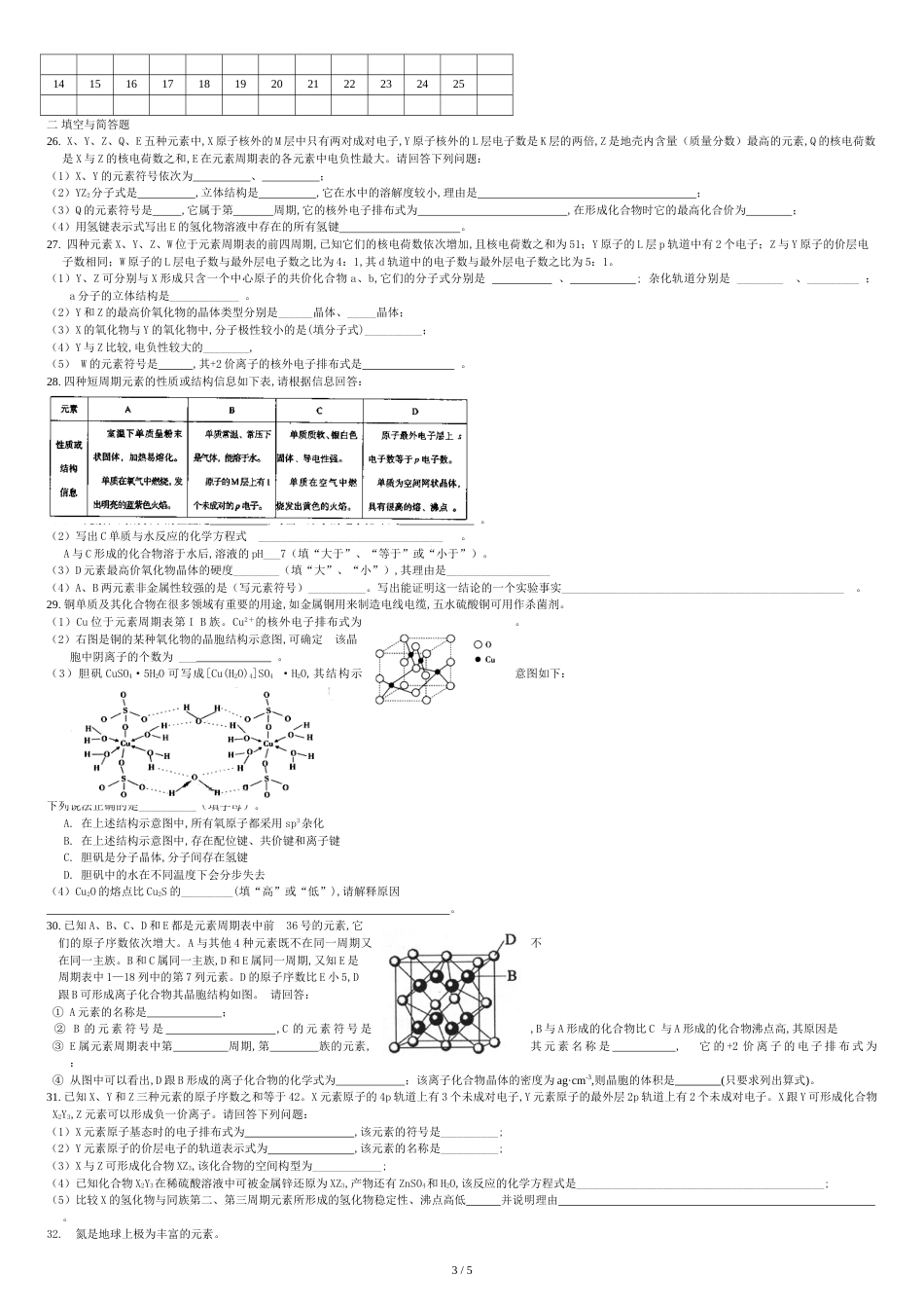 人教版高中化学选修三物质结构与性质综合练习题[共5页]_第3页