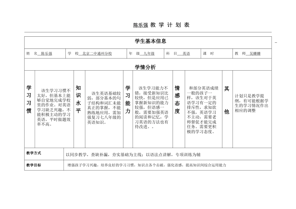 九年级英语教学计划表[共3页]_第1页