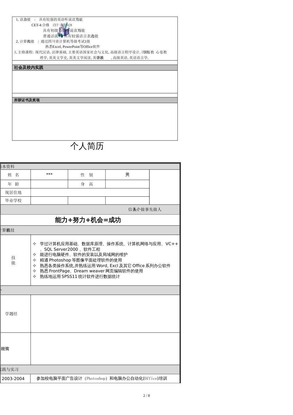 个人简历模板大全-可直接下载使用(word版)[共10页]_第2页