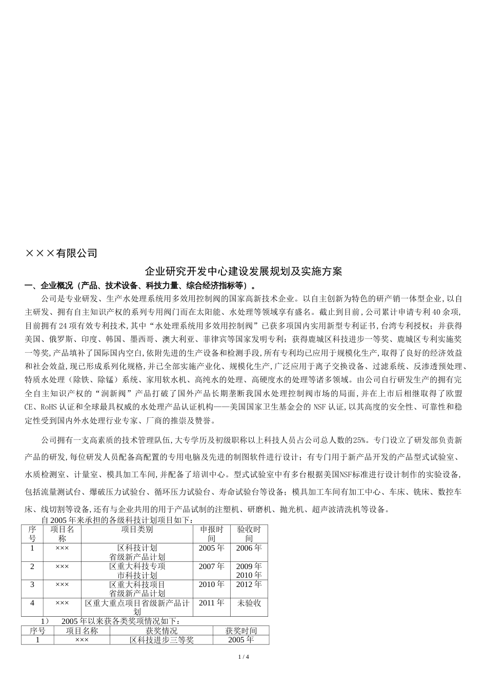 企业研究开发中心建设发展规划及实施方案(参考)[共6页]_第1页