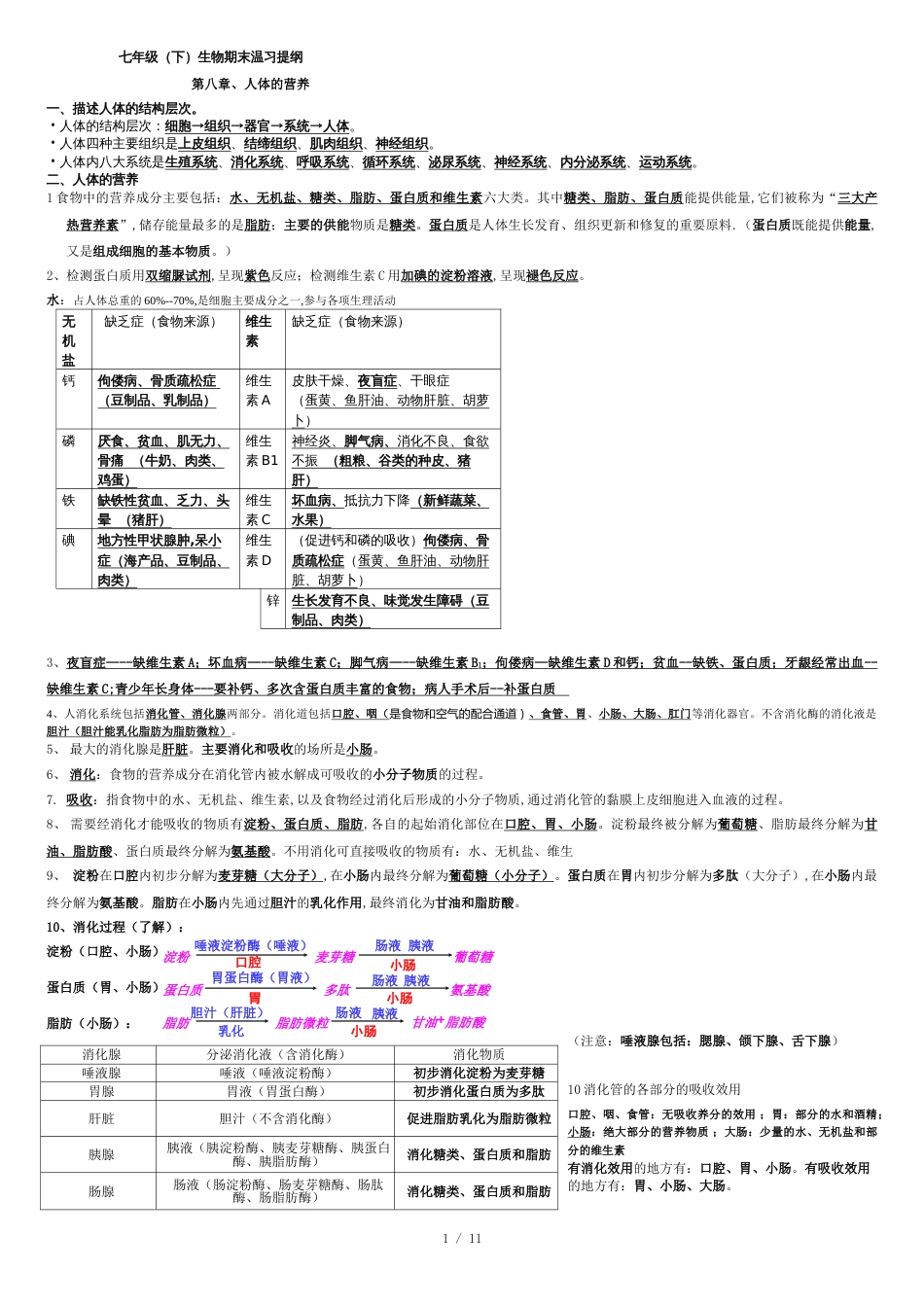 北师大版生物七年级下册知识点总结期末复习资料[共15页]_第1页