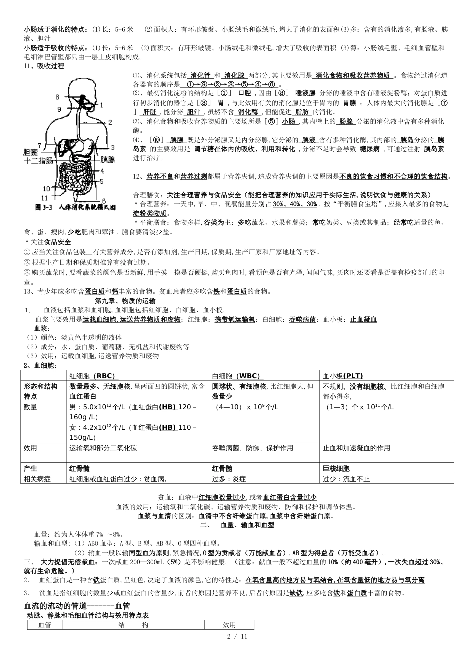 北师大版生物七年级下册知识点总结期末复习资料[共15页]_第2页