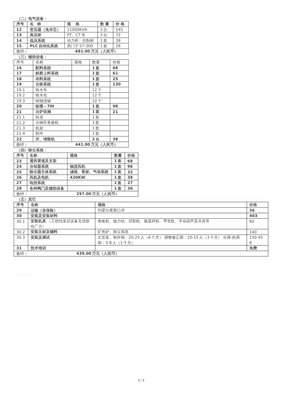 3.3万硅锰矿热炉技术条件_第3页